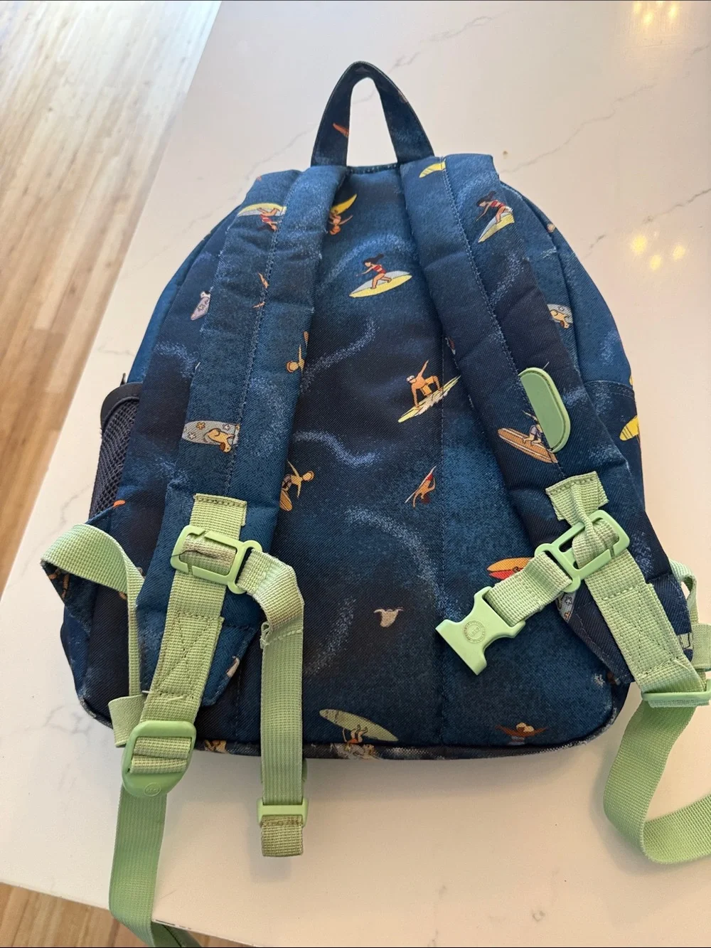 Herschel Supply Company Kids Backpack in Navy with Lime Accents and Surfer Print